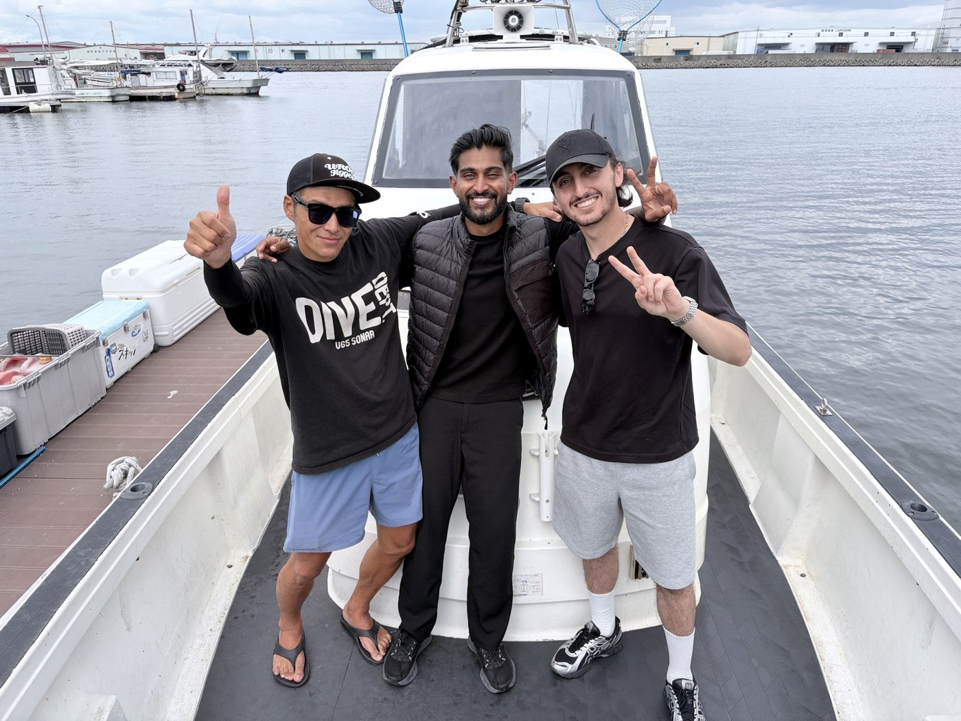 Three of the group at the dock before heading out