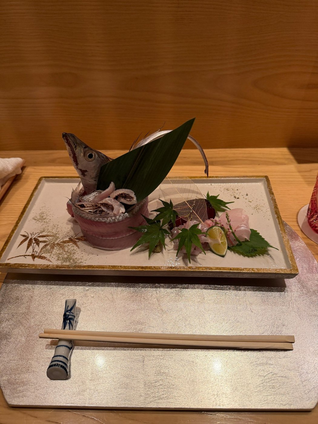 Sashimi from the day’s catch, plated at the counter